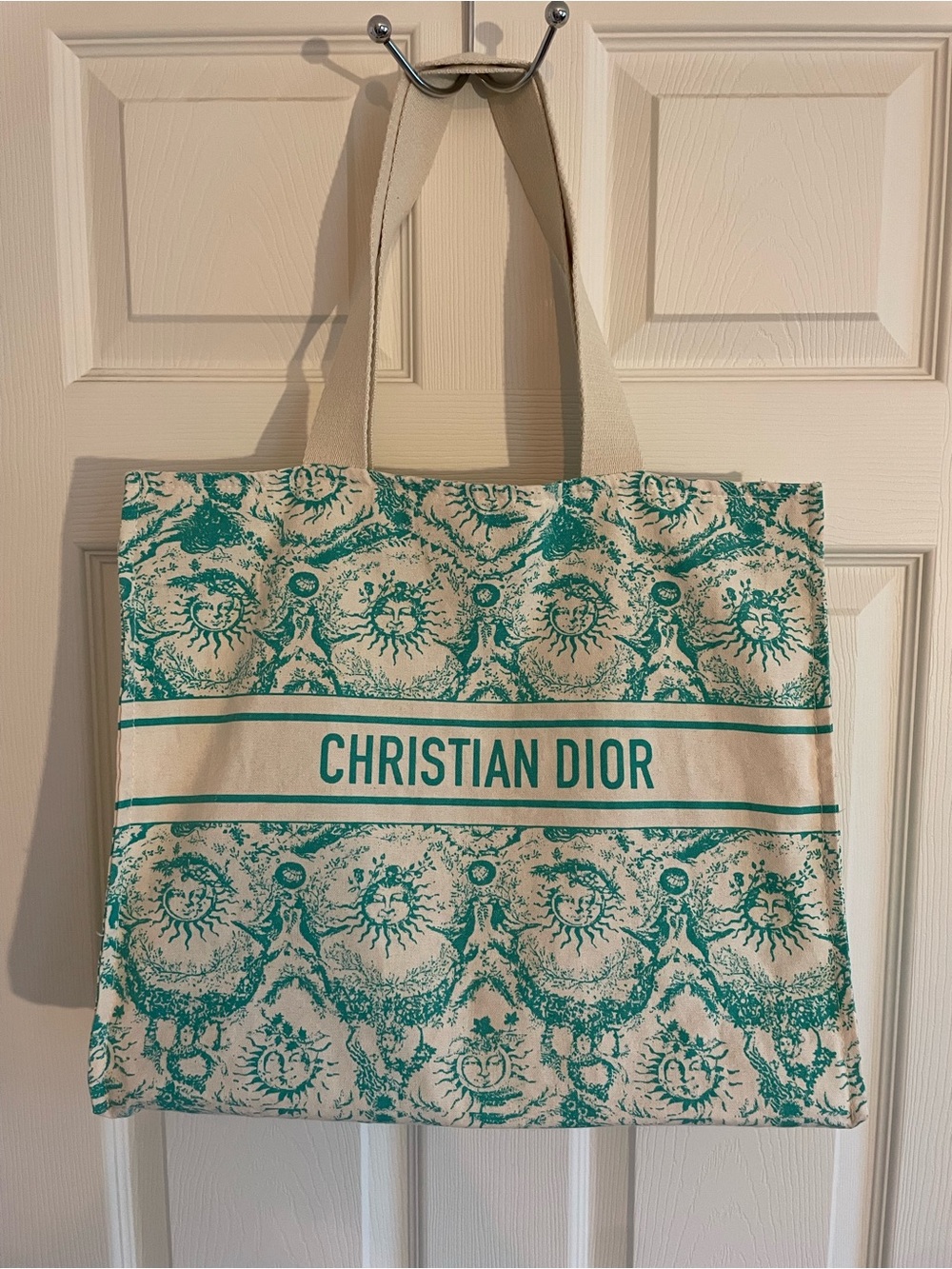 Christian Dior Dioriviera Green Cream Canvas Tote Bag VIP Designer Long Weekend